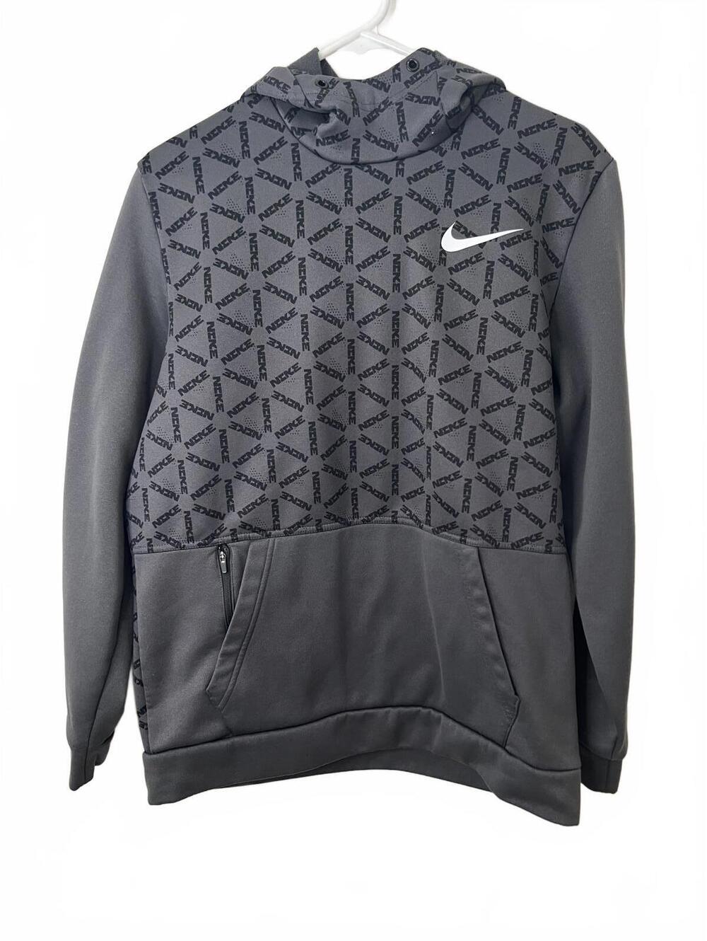 Nike NSW Mens Thermafit Logo Pullover Hoodie Gray Black - M